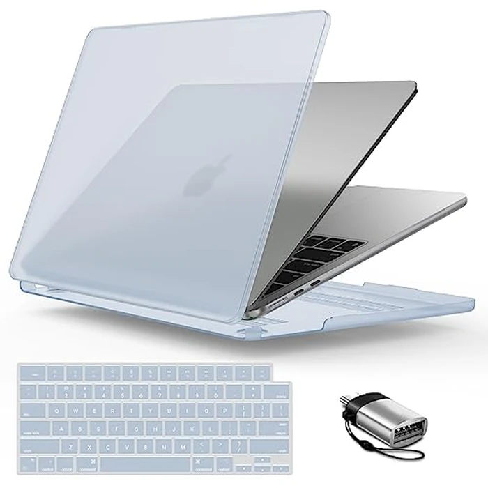 IBENZER Compatible with 2025 2024 2023 MacBook Air 15 inch Case M4 A3241 M3 A3114 M2 A2941, Hard Shell Case & Keyboard Cover & Type-C Adapter for Mac Air 15.3", Sierra Blue, CA-AT15-SIBL+1TC by IBENZER - Used - Acceptable condition - CA$16.75