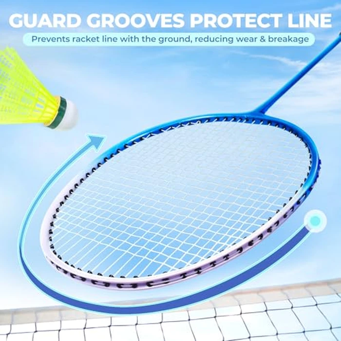HIRALIY Badminton Rackets for Outdoor Backyard Games, Lightweight Badminton Set of 4 for Kids & Adults & Beginners, Including 4 Rackets, 12 Nylon Shuttlecocks, 4 Replacement Grip Tapes, 1 Carrying Bag by HIRALIY - Image 3