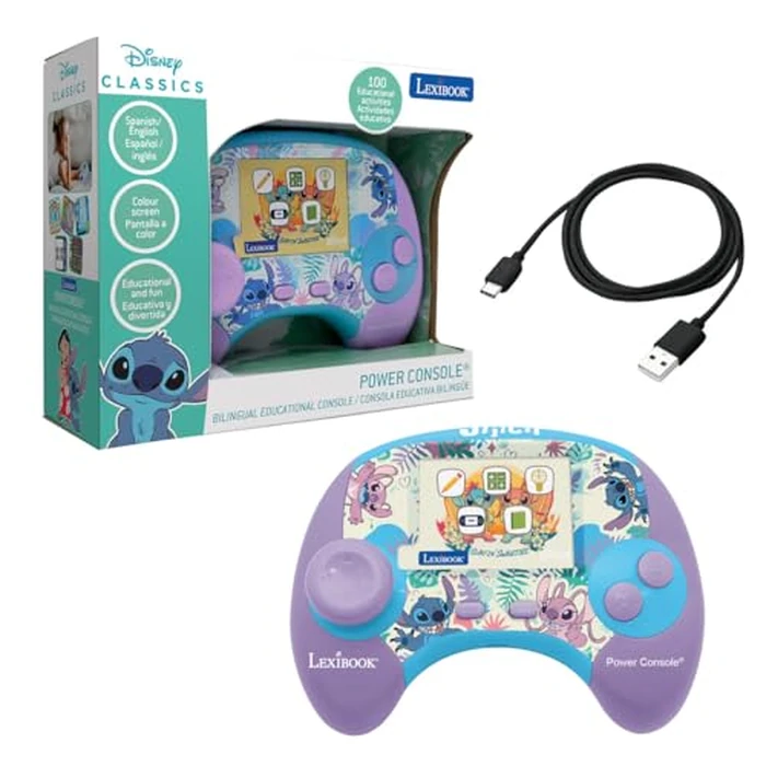 Lexibook, Disney Stitch, Power Console(R), Educational Bilingual Game Console with 100 Activities, English/Spanish, JCG100Di2 by LEXiBOOK - Image 1
