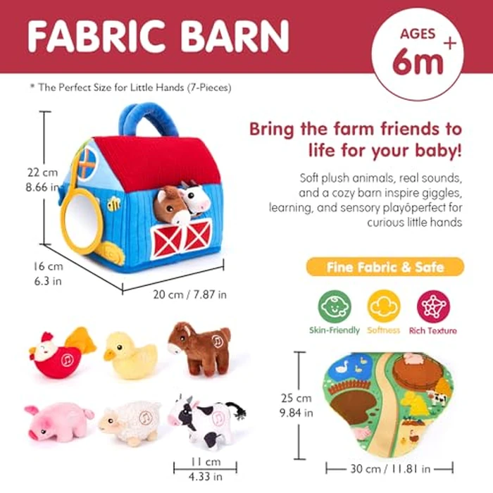 hahaland Baby Toys 6-12 Months - Surprise Barn with Stuffed Farm Animals with Real Sounds - Montessori Toys for 6 Month Old Baby Gifts Toddlers Sensory Toy 1 Year Old Boy Girl Gifts Infant Toys by hahaland - Image 6