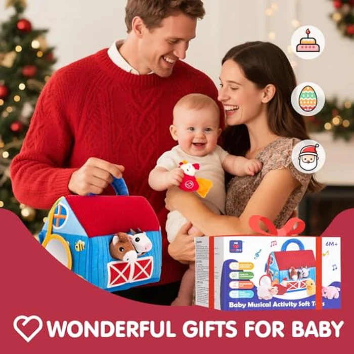 hahaland Baby Toys 6-12 Months - Surprise Barn with Stuffed Farm Animals with Real Sounds - Montessori Toys for 6 Month Old Baby Gifts Toddlers Sensory Toy 1 Year Old Boy Girl Gifts Infant Toys by hahaland - Image 8