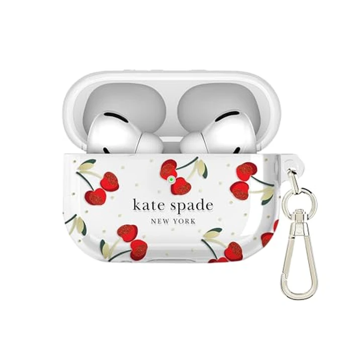 kate spade new york AirPods Pro Protective Case with Keychain Ring - Cherry Dot, Compatible with AirPods Pro 2nd / 1st Generation by kate spade new york - Image 1