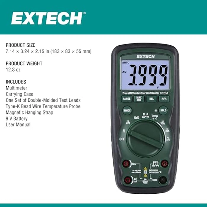 Extech EX505A Heavy Duty True RMS Multimeter (6000 Count) by Extech - Image 7