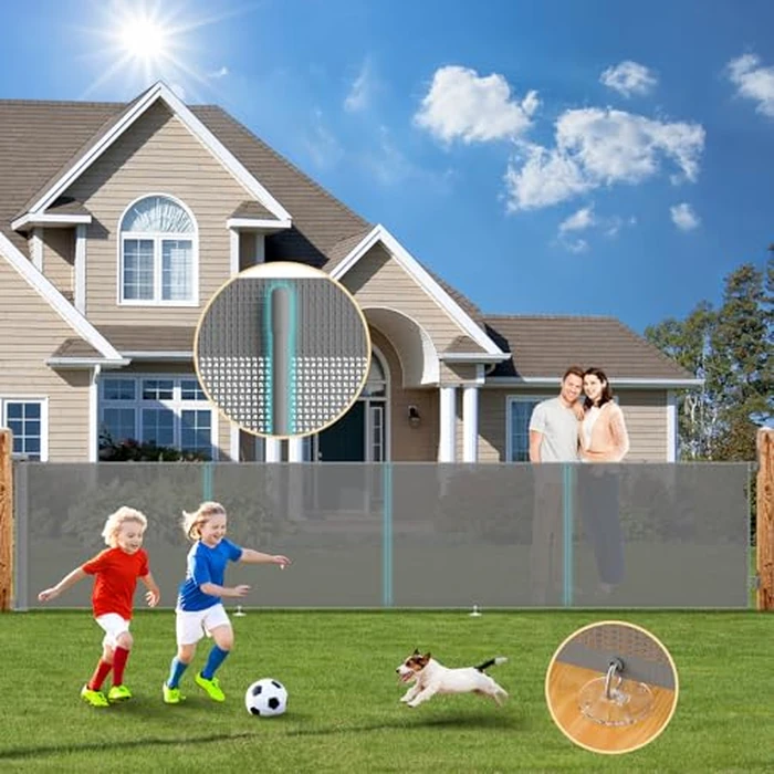 Upgrade 200" Retractable Baby Gates with Reinforced Strip, 34" Tall Mesh Baby Gate to Prevent Crawling Through, Retractable Gate for Indoor and Outdoor by BYUVEVSR - Image 1