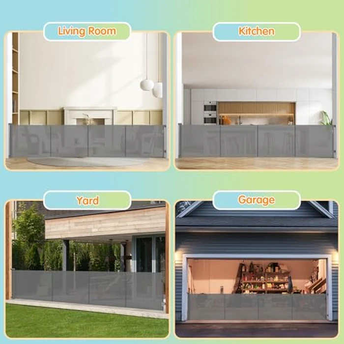 Upgrade 200" Retractable Baby Gates with Reinforced Strip, 34" Tall Mesh Baby Gate to Prevent Crawling Through, Retractable Gate for Indoor and Outdoor by BYUVEVSR - Image 7