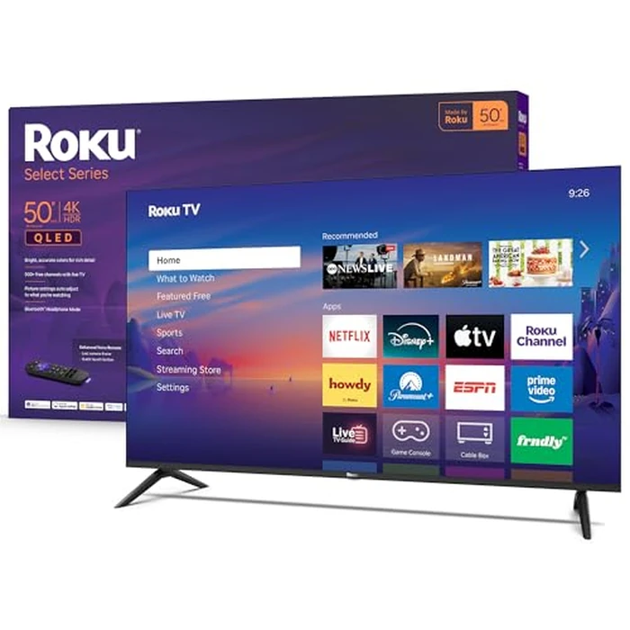 Roku Smart TV 2026 - 50-Inch Select Series, 4K QLED TV - Roku TV with Voice Remote - Flat Screen QLED Television with Wi-Fi for Streaming Live Local News, Sports, & Movies - Bluetooth Headphone Mode by Roku - Image 1