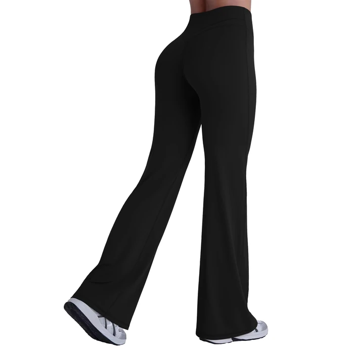 Sunzel Women Hidden Butt Lift Flare Yoga Pants No Front Seam V Crossover High Waist Flare Leg Lounge Workout Flared Leggings Black by Sunzel - Image 1