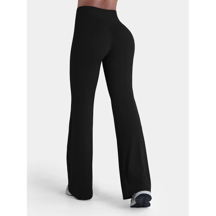 Sunzel Women Hidden Butt Lift Flare Yoga Pants No Front Seam V Crossover High Waist Flare Leg Lounge Workout Flared Leggings Black by Sunzel - Image 7