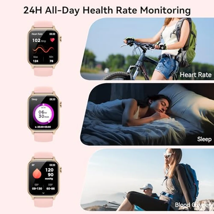 Smart Watch for Men Women with Bluetooth Call, 1.85" HD Touch Screen Fitness Watch with IP67 Waterproof Heart Rate/Sleep Monitor, 100+ Sports Modes Activity Trackers (Pink) by ganopterygon - Image 4