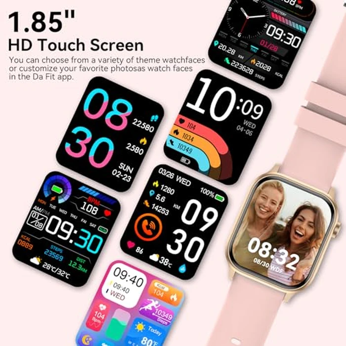 Smart Watch for Men Women with Bluetooth Call, 1.85" HD Touch Screen Fitness Watch with IP67 Waterproof Heart Rate/Sleep Monitor, 100+ Sports Modes Activity Trackers (Pink) by ganopterygon - Image 6