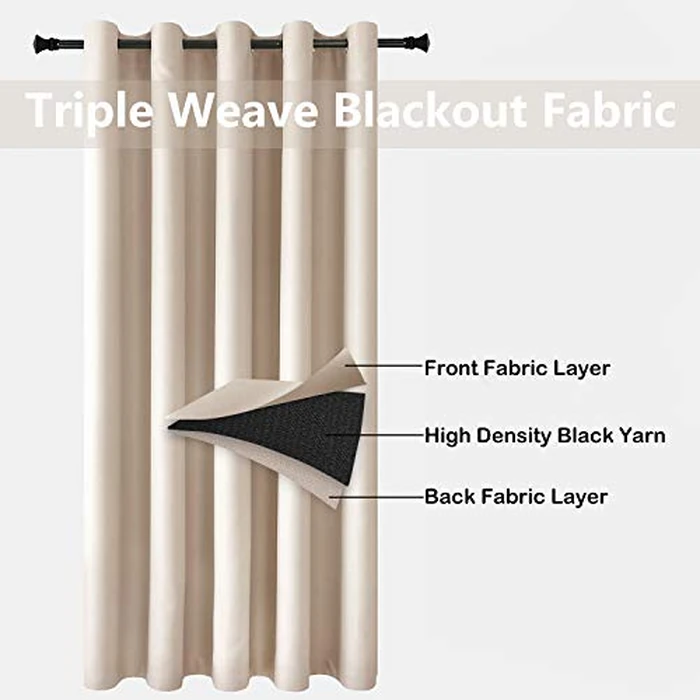 Hiasan Sound Blocking Room Divider Curtain - Thermal Insulated Sliding Door Vertical Blind Curtain, Extra Wide Blackout Curtains for Living Room, Bedroom Partition, Kids Room, Beige, 6.6 ft W x 7 ft L by Hiasan - Image 6