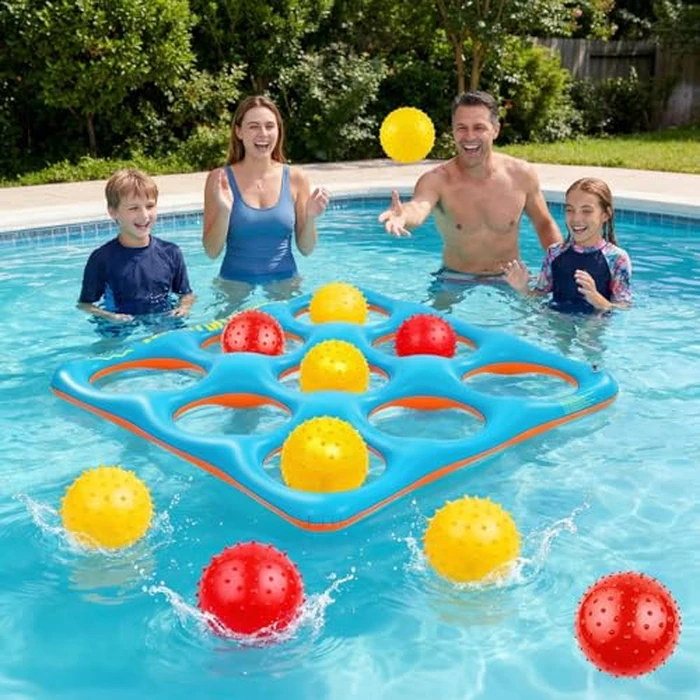 Luottis Inflatable Tic Tac Toe Pool Game Set - Pool Toys with 10 Balls, Fun for Kids, Teens, Adults, Family, Party, Beach, Outdoor & Indoor, 2-10 Players by Luottis - Used - Like New condition