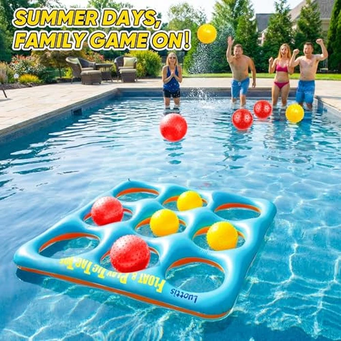 Luottis Inflatable Tic Tac Toe Pool Game Set - Pool Toys with 10 Balls, Fun for Kids, Teens, Adults, Family, Party, Beach, Outdoor & Indoor, 2-10 Players by Luottis - Image 2
