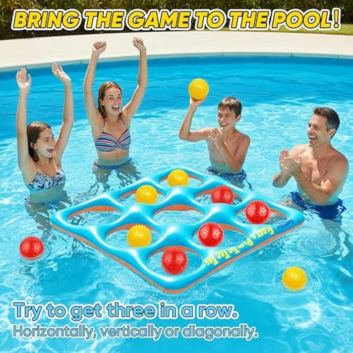Luottis Inflatable Tic Tac Toe Pool Game Set - Pool Toys with 10 Balls, Fun for Kids, Teens, Adults, Family, Party, Beach, Outdoor & Indoor, 2-10 Players by Luottis - Image 3