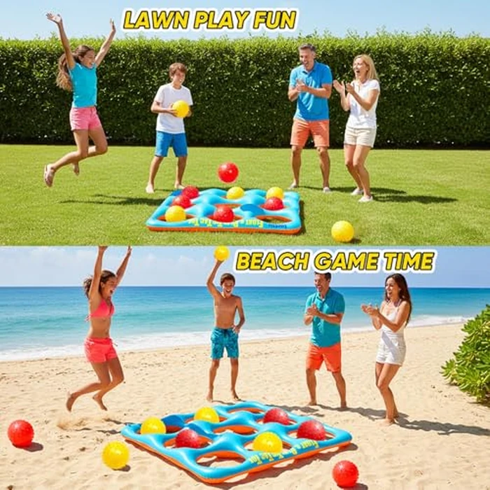 Luottis Inflatable Tic Tac Toe Pool Game Set - Pool Toys with 10 Balls, Fun for Kids, Teens, Adults, Family, Party, Beach, Outdoor & Indoor, 2-10 Players by Luottis - Image 4