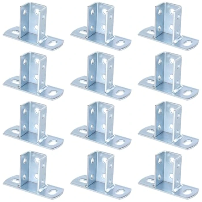 12 PCS Strut Post Bases, 2 Slotted Holes U Post Base for 1-5/8 Inches Square Single Channel, Heavy Duty Galvanized Carbon Steel Wall Ground Floor Mounting System, Universal Shelf Bracket Pile Base by yeesport - Used - Like New condition - US$36.72