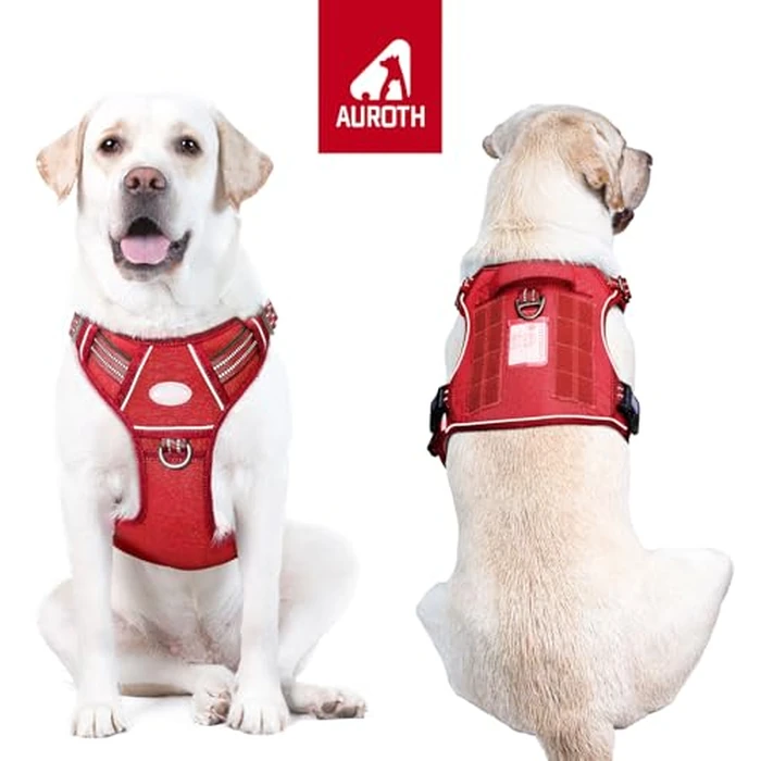 AUROTH Tactical Dog Harness for Large Dogs No Pull Adjustable Pet Harness Reflective K9 Working Training Easy Control Pet Vest Military Service Dog Harnesses Red L by AUROTH - Image 2