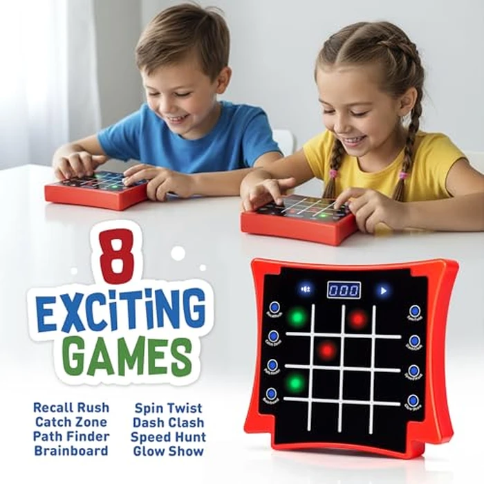 Electronic Light-Up Activity Pad for Kids Ages 6-12+ | 8-in-1 Handheld Game | Brain & Memory Games | Great Gift Ideas for Boys and Girls. Focus Training | Educational Travel Toy by PlayRoute - Image 2
