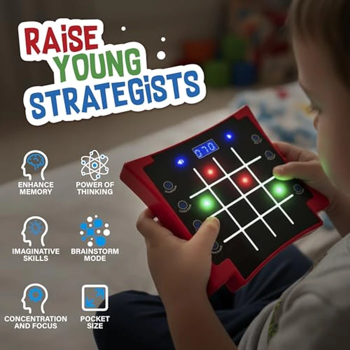 Electronic Light-Up Activity Pad for Kids Ages 6-12+ | 8-in-1 Handheld Game | Brain & Memory Games | Great Gift Ideas for Boys and Girls. Focus Training | Educational Travel Toy by PlayRoute - Image 3