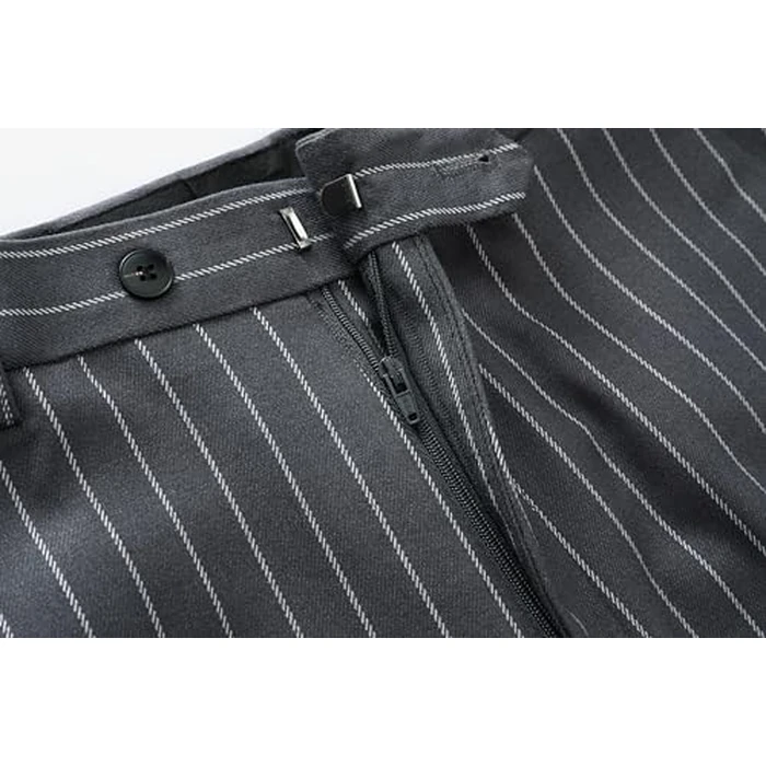 MOGU Men’s Striped Slim Fit Dress Pants - Lightweight Flat Front Pinstripe Suit Trousers, Business Casual Slacks Size S 32 Gray by MOGU - Image 4