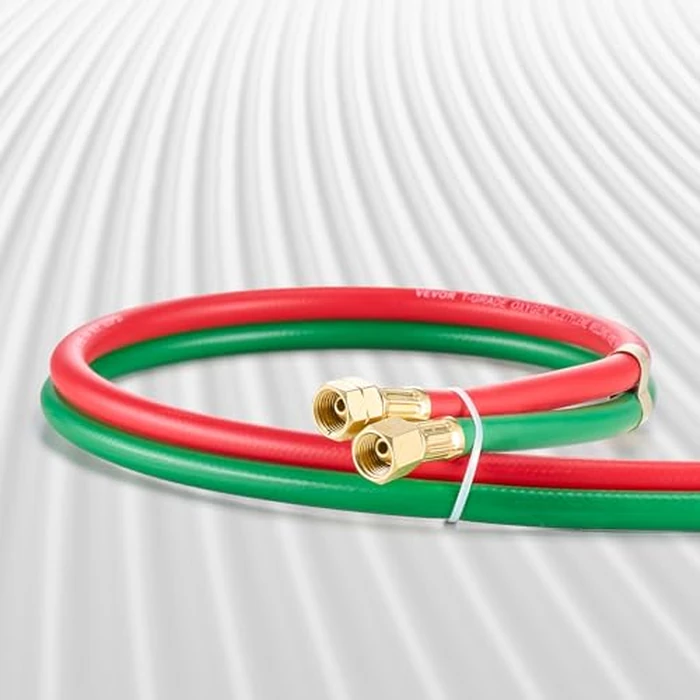 VEVOR 1/4-Inch x 100FT Oxy Acetylene Hose with 9/16"-18 B Fitting, 300PSI T Grade Welding Cutting Torch Twin Hose, Compatible with Oxygen, Acetylene, Propane and Other Fuel Gases by VEVOR - Used - Very Good condition - CA$80.35