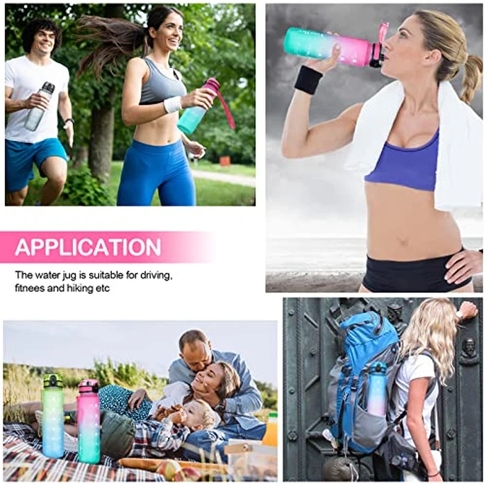 VOZZBEE Water Bottles, 32oz Motivational Water Bottle with Time Markings, Leakproof Tritan Sports Water Bottle with Large Spout & Gift Idea for Fitness Outdoors by VOZZBEE - Image 7