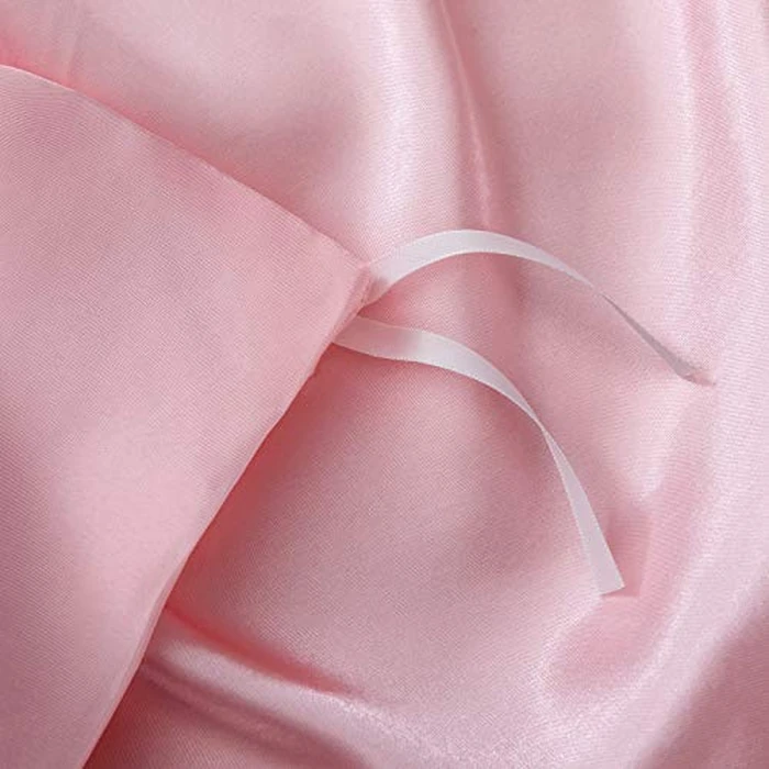 P Pothuiny 5 Pieces Satin Duvet Cover Full/Queen Size Set, Luxury Silky Like Blush Pink Duvet Cover Bedding Set with Zipper Closure, 1 Duvet Cover + 4 Pillow Cases (No Comforter) by P Pothuiny - Image 6