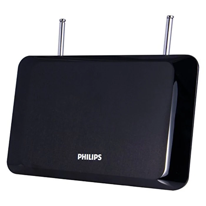 Philips Indoor TV Antenna, Perfect Home Decor, Digital, HDTV Antenna, Smart TV Compatible, 4K 1080P VHF UHF, 6Ft Coaxial Cable, Dipoles, Black, SDV1227B/27 by Philips - Image 1