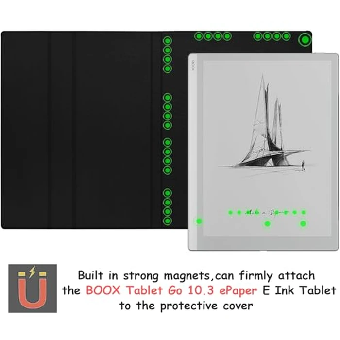 GOVTVA Magnetic Stand Case for Onyx Boox Go 10.3 /BOOX Tablet Go 10.3 Gen II Lumi ePaper Ultra-Thin Lightweight Leather Cover with Auto Sleep/Wake & Magnetic Closure (Cloth Black) by GOVTVA - Image 2
