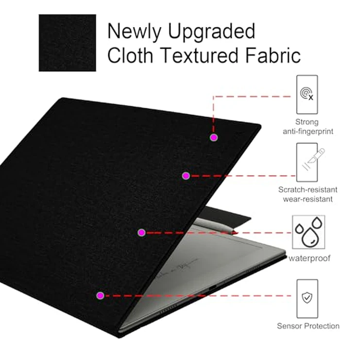 GOVTVA Magnetic Stand Case for Onyx Boox Go 10.3 /BOOX Tablet Go 10.3 Gen II Lumi ePaper Ultra-Thin Lightweight Leather Cover with Auto Sleep/Wake & Magnetic Closure (Cloth Black) by GOVTVA - Image 3