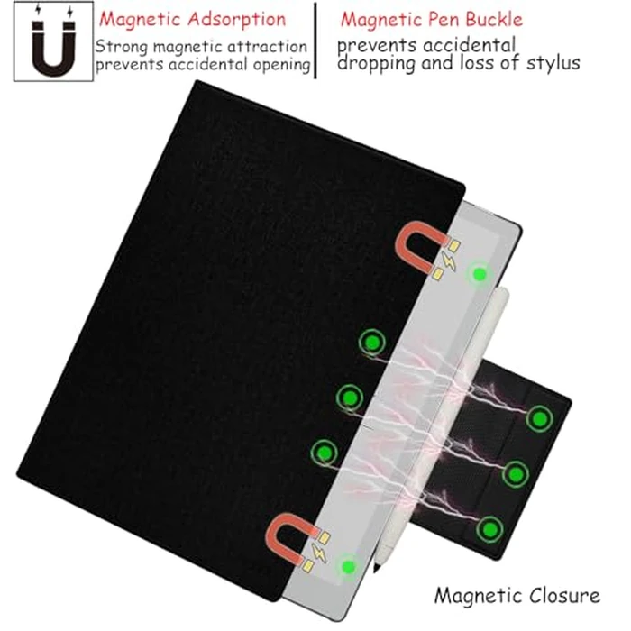 GOVTVA Magnetic Stand Case for Onyx Boox Go 10.3 /BOOX Tablet Go 10.3 Gen II Lumi ePaper Ultra-Thin Lightweight Leather Cover with Auto Sleep/Wake & Magnetic Closure (Cloth Black) by GOVTVA - Image 6