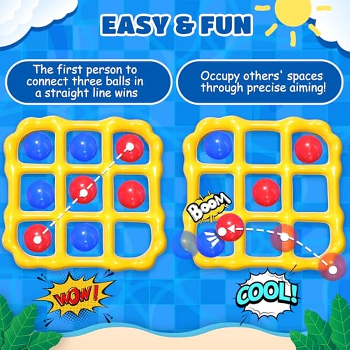 MGparty Pool Toys Games Set - Giant Tic Tac Toe Pool Toy Floating Board with 10 Balls - Summer Inflatable Outdoor Fun Field Day Beach Backyard Toys Floats for Kids Adults Teens (2-10 Players) by MGparty - Image 4