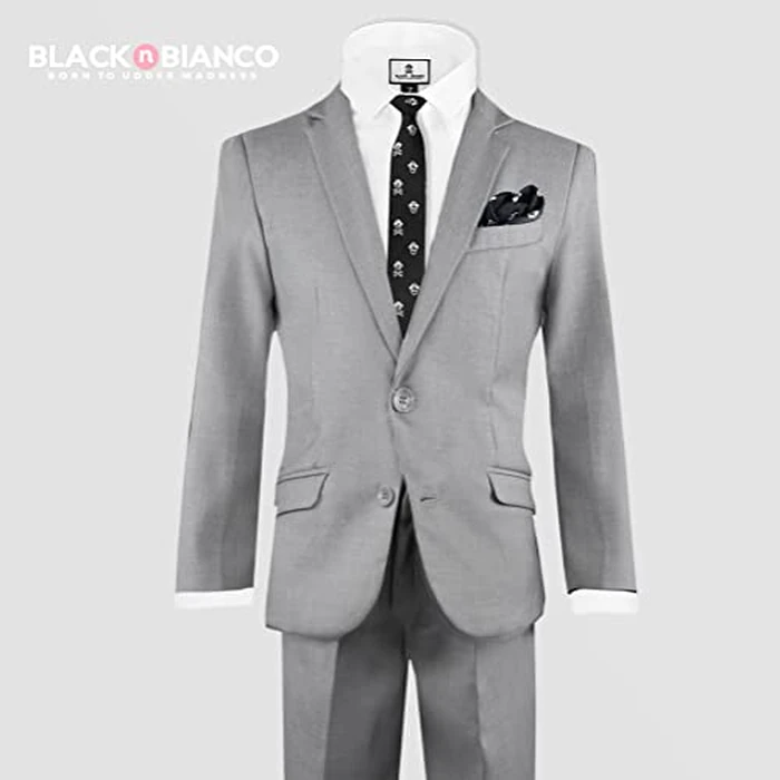 Black n Bianco Boys Slim Fit Suit Rosefia Style Five Piece Set Mary Mid Gray 12 by Black n Bianco - Image 4