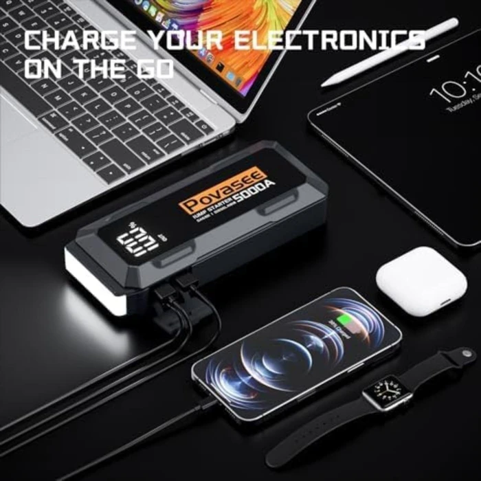 Povasee A40 5000mAh 2-Port Power Bank - Black by Povasee - Image 4