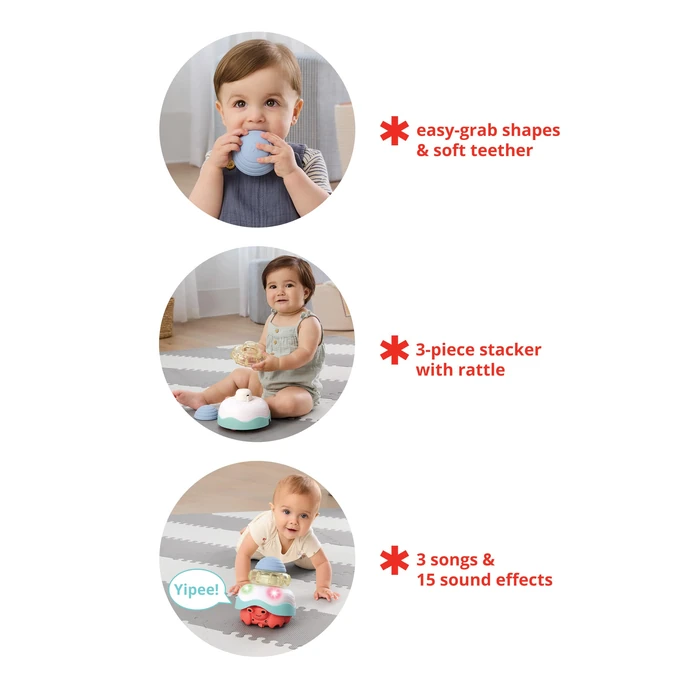 Skip Hop Baby Crab Crawl Toy Stack & Crawl 4-in-1 Sensory Development Infant Tummy Time Toy with Lights Sounds and Music Age 5m+ by Skip Hop - Image 5