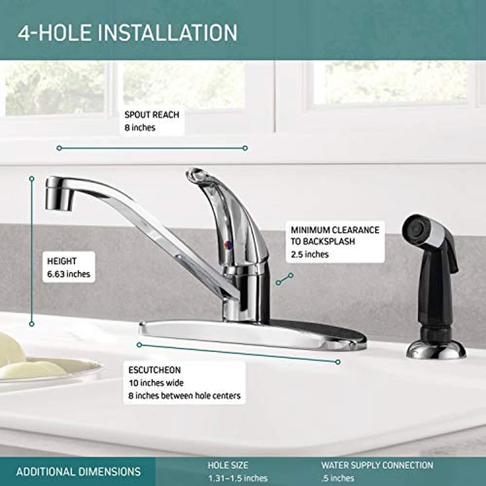 Peerless Single-Handle Kitchen Sink Faucet with Side Sprayer, Chrome P115LF by Peerless - Image 3
