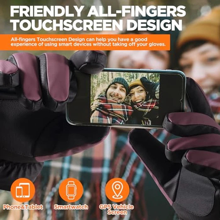 rivmount Winter Waterproof Ski Snow Warm Gloves Women Men, Windproof Cold Weather Thermal with Touchscreen Fingers, for Running Driving Cycling Hiking Biking Outdoor Sports Daily Work (Purple, S) by rivmount - Image 4