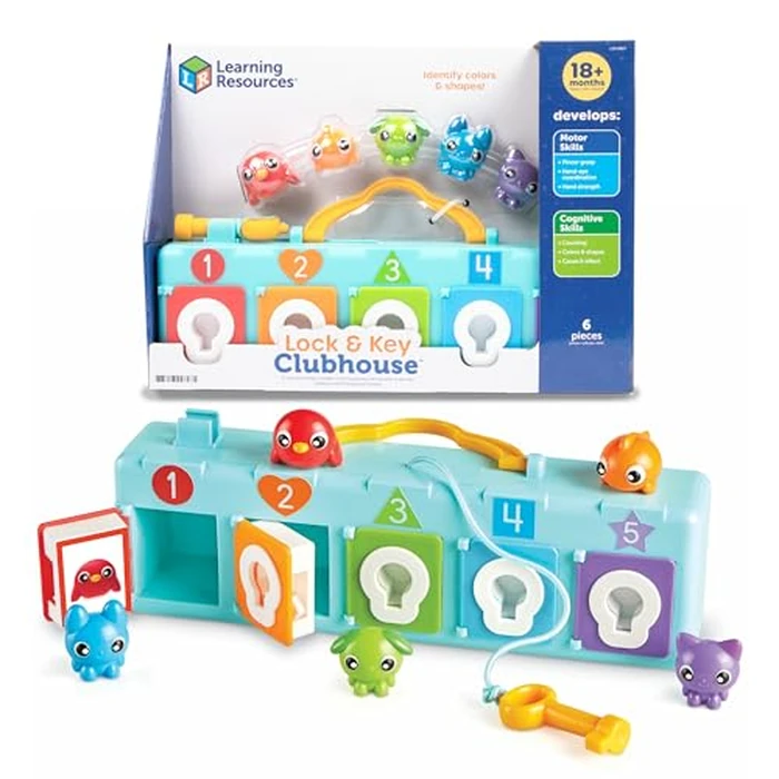 Learning Resources Lock & Key Clubhouse, Counting and Fine Motor Games, Combination Lock Toy , Montessori Activity Center For Kids, Preschool Learning Activities, Boy and Girls Gifts by Learning Resources - Used - Very Good condition - US$19.96