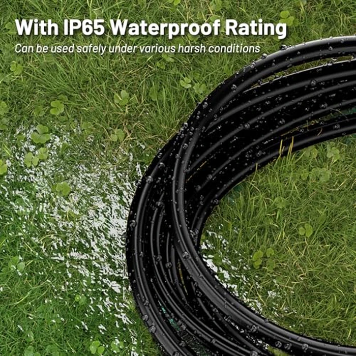16/3 Black Indoor Outdoor Extension Cord 10 Ft Waterproof, Extension Cord with 3 Prong Grounded Plug,13A 1625W 16AWG SJTW, Flexible Weatherproof Power Cable for Offices, Gardens and Lawns by Vockjour - Image 5