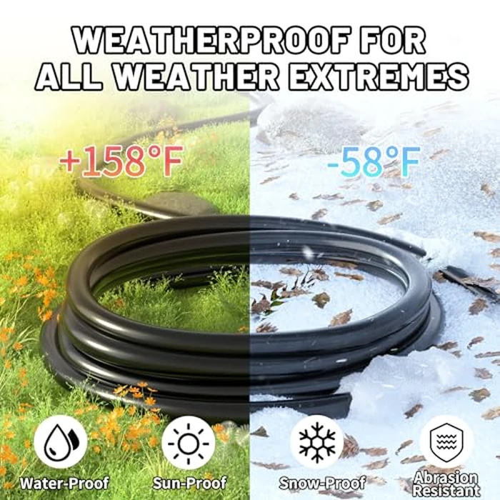 16/3 Black Indoor Outdoor Extension Cord 10 Ft Waterproof, Extension Cord with 3 Prong Grounded Plug,13A 1625W 16AWG SJTW, Flexible Weatherproof Power Cable for Offices, Gardens and Lawns by Vockjour - Image 6