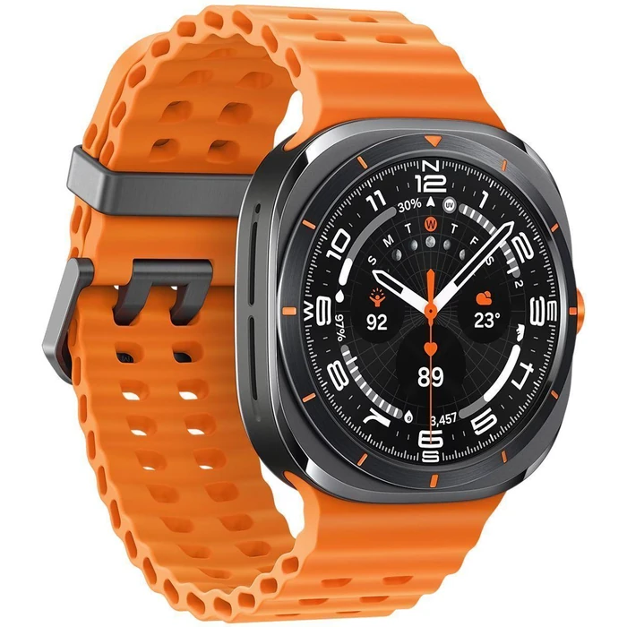 Galaxy Watch Ultra (2024) (Bluetooth + LTE) - 32GB - 47mm - Titanium Gray Titanium Case with Orange Silicone Marine Band by Samsung - Image 3
