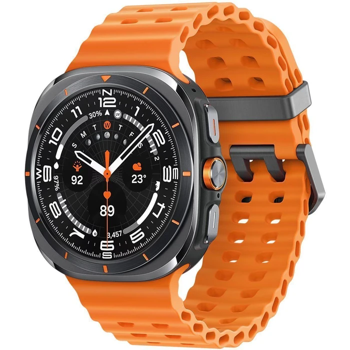 Galaxy Watch Ultra (2024) (Bluetooth + LTE) - 32GB - 47mm - Titanium Gray Titanium Case with Orange Silicone Marine Band by Samsung - Image 2