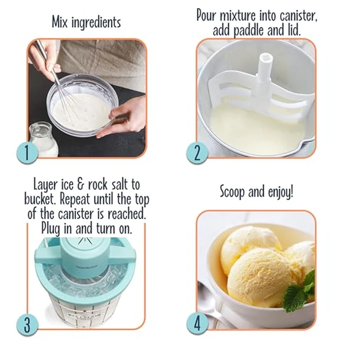 Nostalgia Electric Ice Cream Maker - Parlor Style, Old Fashioned Soft Serve Ice Cream Machine Makes Frozen Yogurt or Gelato in Minutes - Fun Kitchen Appliance - White - 4 Quart by Nostalgia - Image 4