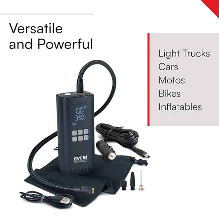 Viair Every Vehicle Carry EVC31 PRO - rechargeable, portable air compressor, dual power source, LED gauge w/preset - Tire Inflator Ideal for LT truck & suv's, cars, motorcycles, & E-bikes by VIAIR - Image 2