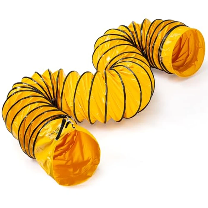 iLiving 12" Portable Duct Hose - Steel-Reinforced, Expandable 15.5 ft for Ventilation Fans, Heat-Resistant PVC w/Cinch Strap & D-Rings (Orange) by iLIVING - Used - Very Good condition - CA$87.24