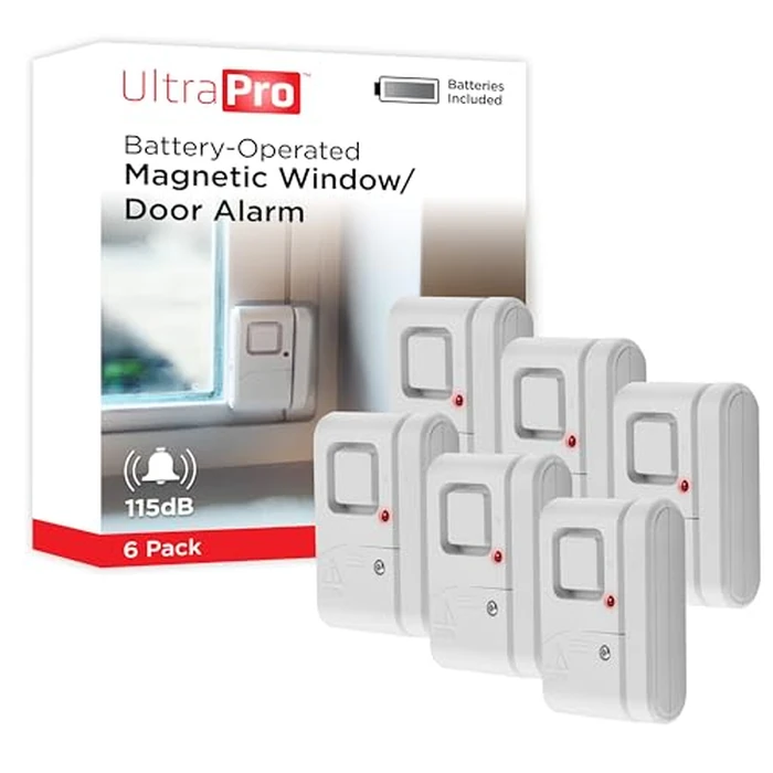 UltraPro Personal Security Window and Door Alarm, 6 Pack, DIY Protection, Burglar Alert, Wireless Chime/Alarm, Easy Installation, Home Security, Ideal for Home, Garage, Apartment, White, 49721 by UltraPro - Used - Like New condition - US$22.46