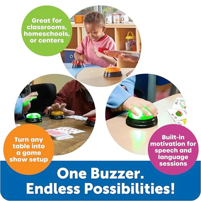 Learning Resources Lights and Sounds Buzzers - Classroom Must Haves Supplies, Kids Toys, Sound Effect Button, Family Game Shows For Trivia, Participation Tools Boys and Girls Birthday Gifts by Learning Resources - Image 3