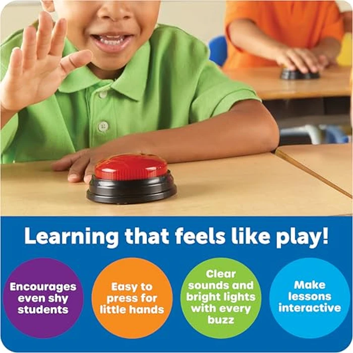 Learning Resources Lights and Sounds Buzzers - Classroom Must Haves Supplies, Kids Toys, Sound Effect Button, Family Game Shows For Trivia, Participation Tools Boys and Girls Birthday Gifts by Learning Resources - Image 5