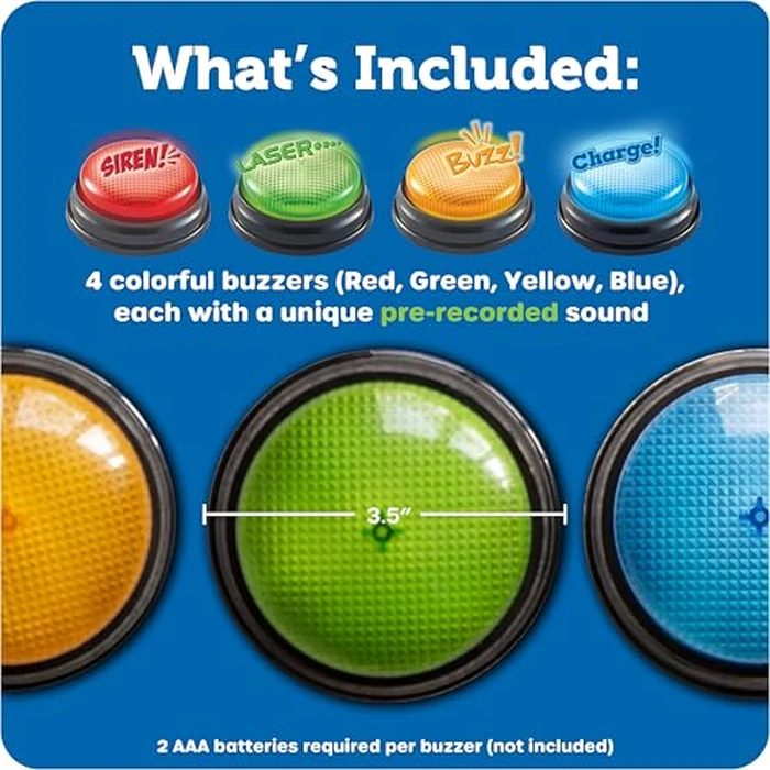 Learning Resources Lights and Sounds Buzzers - Classroom Must Haves Supplies, Kids Toys, Sound Effect Button, Family Game Shows For Trivia, Participation Tools Boys and Girls Birthday Gifts by Learning Resources - Image 7