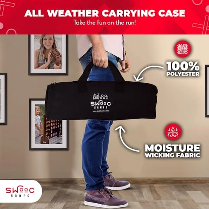 Swooc Games - Premium Rustic Ring Toss Game (All Weather) - Easy Setup & Extra Games Included - Outdoor Ring Toss Game for Adults and Kids - Yard Activity For Adults - Oversized Lawn Activity Rope Set by SWOOC - Image 6